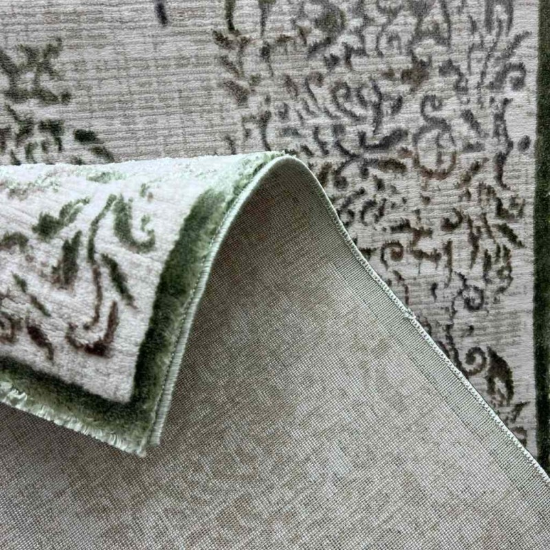 Modern Turkish beige diamond carpet 35007A green size 150*220