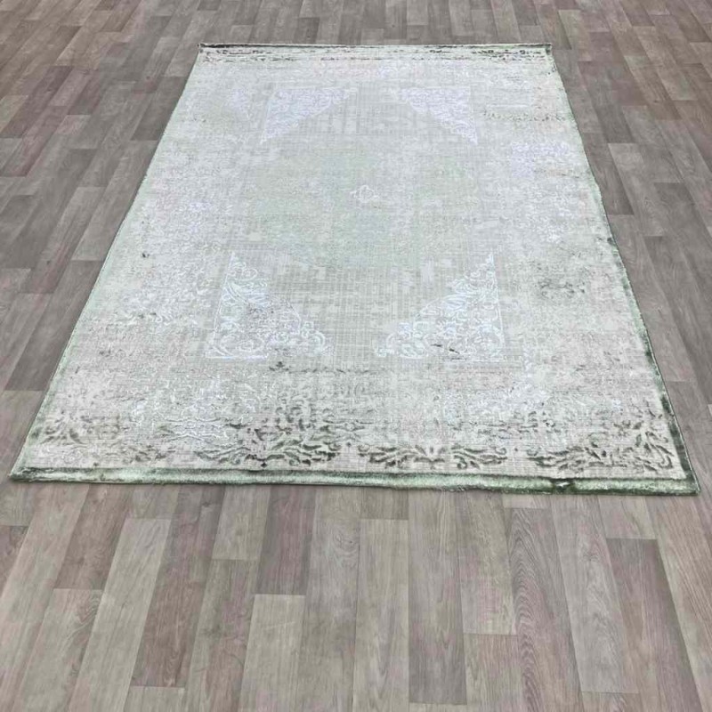 Modern Turkish beige diamond carpet 35007A green size 150*220