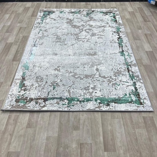 Modern Turkish diamond carpets 35023D cream turquoise 200*300