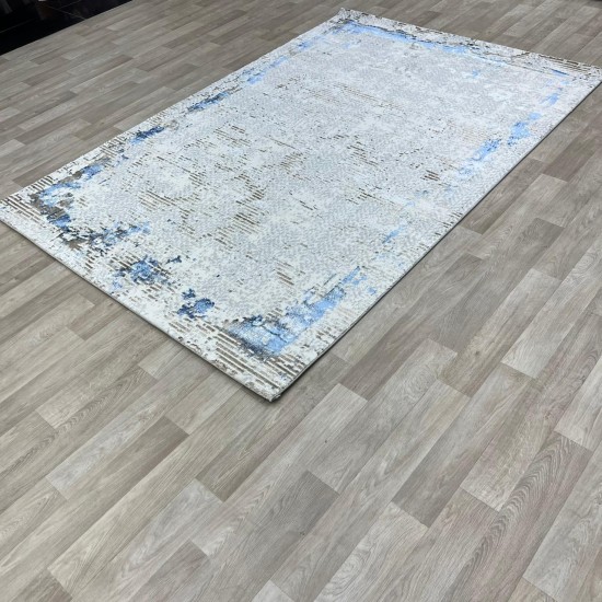 Modern Turkish diamond carpets 35023D cream colored turquoise 150*220