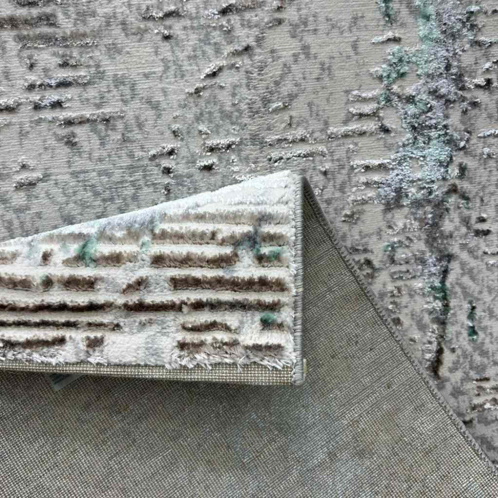 سجاد الماس تركي مودرن 35023D كريم تركواز 150*220