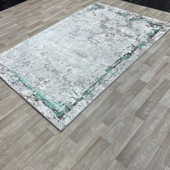 Modern Turkish diamond carpets 35023D cream turquoise 200*300