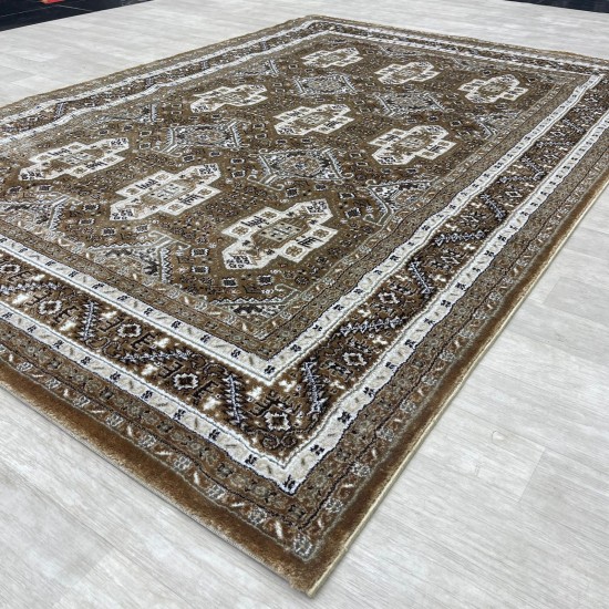 Turkish classic diamond carpet 10939A Brown color size 200*300