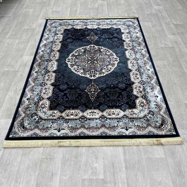 Turkish carpet Kashan 1019A dark blue size 250*350