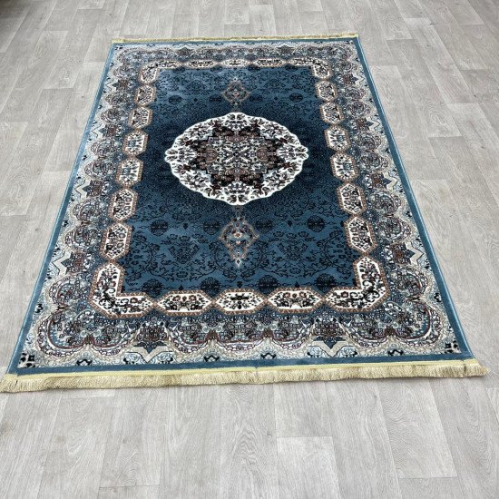 Turkish carpet Kashan 1019A 11 mm cyan size 400*600