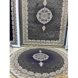 سجاد تركي كاشان دائري 1019A رصاصي مقاس 400*400