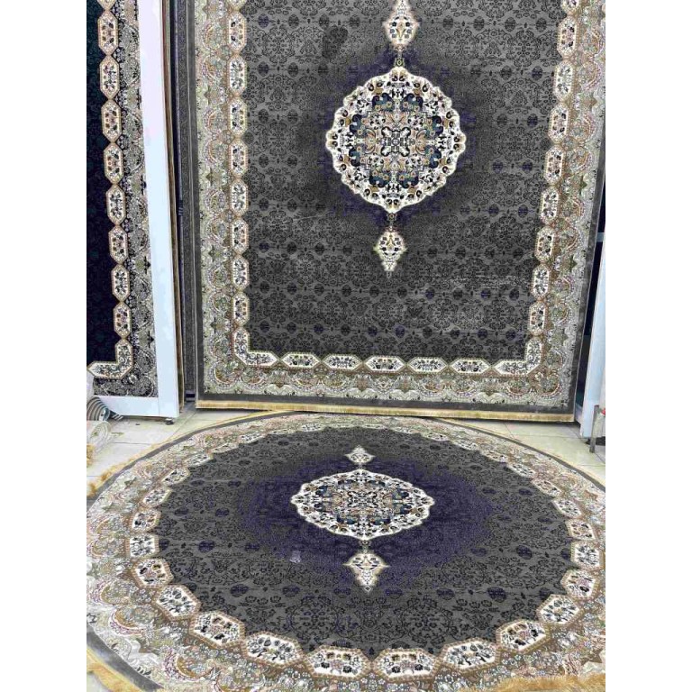 Turkish Kashan Round Carpet 1019A gray size 300*300