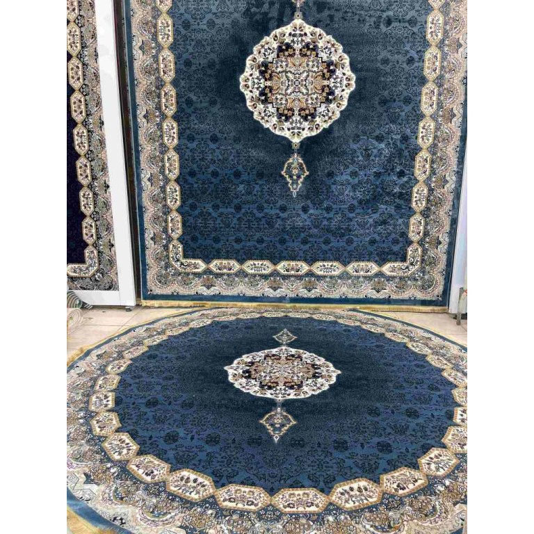 Turkish Kashan Round Carpet 1019A cyan size 400*400