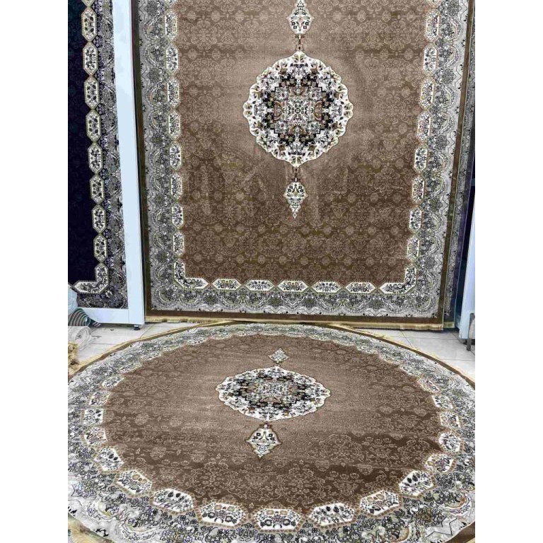Turkish Kashan Round Carpet 1019A beige size 200*200