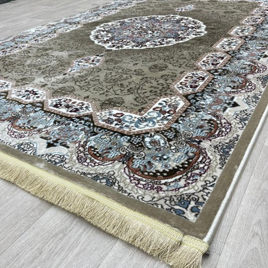 Turkish carpet Kashan 1019A 11 mm beige size 150*150