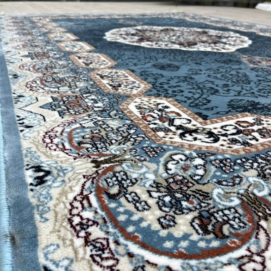 Turkish carpet Kashan 1019A 11 mm cyan size 400*600