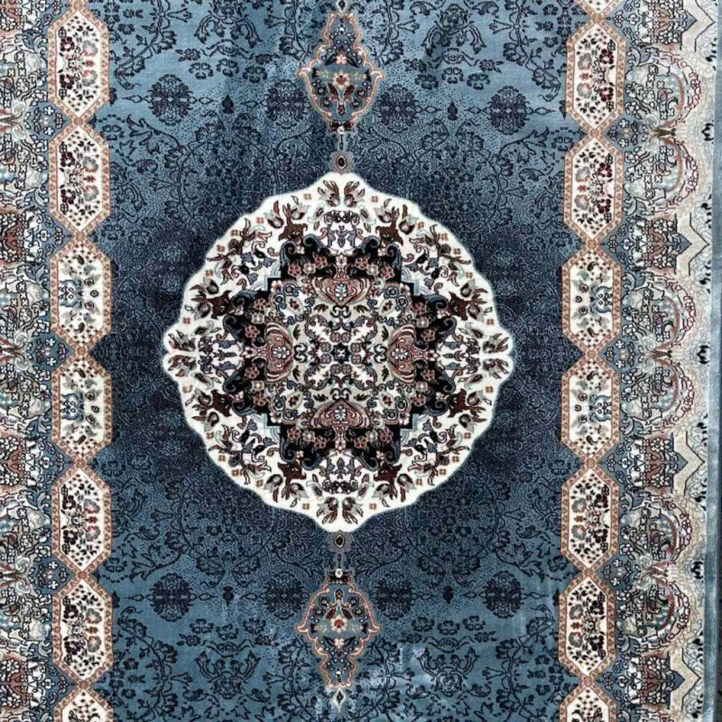 سجاد تركي كاشان 1019A سماوي مقاس 500*800