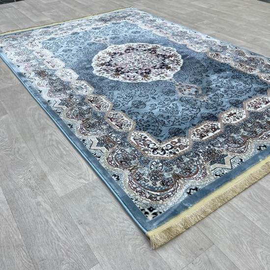 Turkish carpet Kashan 1019A 11 mm cyan size 400*600