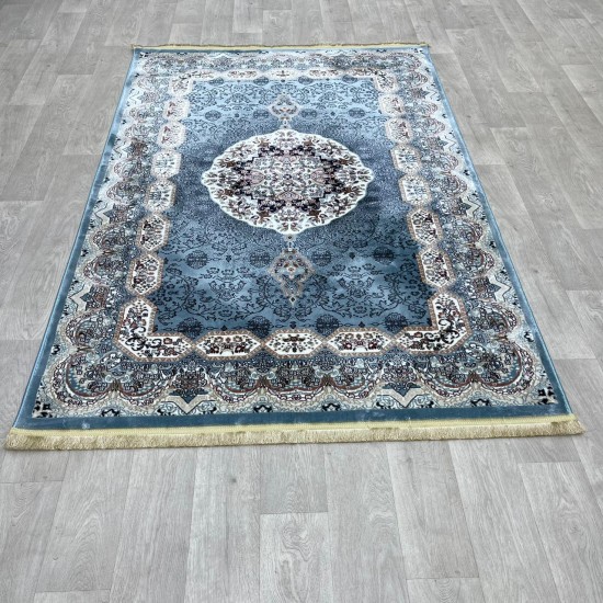 Turkish carpet Kashan 1019A 11 mm cyan size 400*600