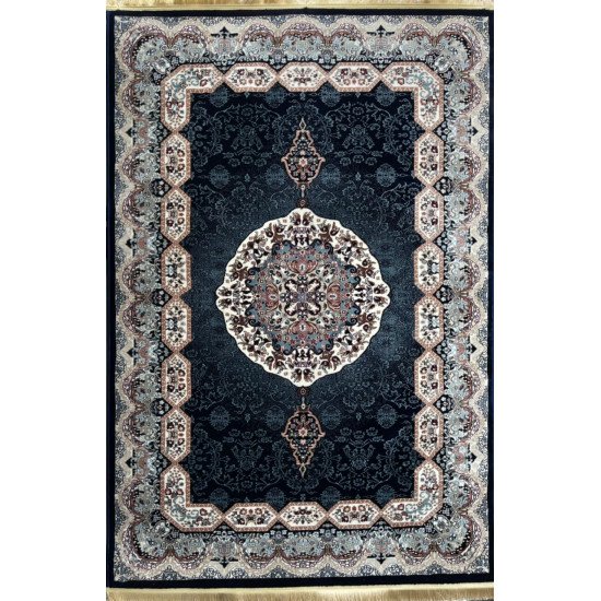 Turkish carpet Kashan 1019A 11 mm dark blue size 400*600