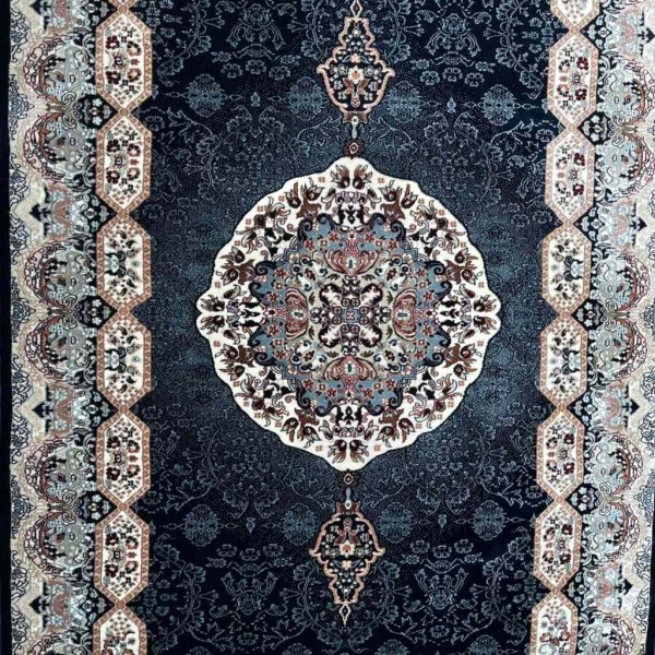 Turkish carpet Kashan 1019A dark blue size 250*350