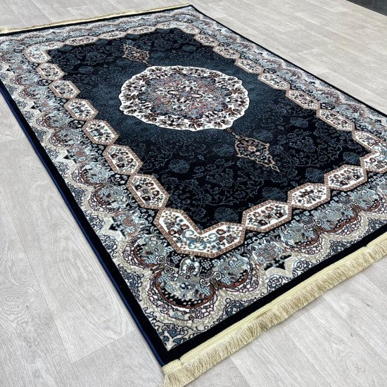 Turkish carpet Kashan 1019A 11 mm dark blue size 400*600