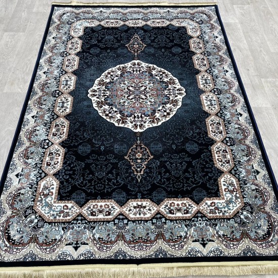 Turkish carpet Kashan 1019A 11 mm dark blue size 400*600