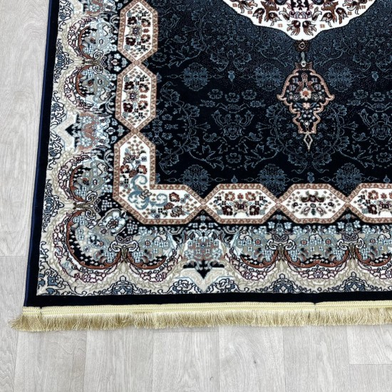 Turkish carpet Kashan 1019A 11 mm dark blue size 400*600