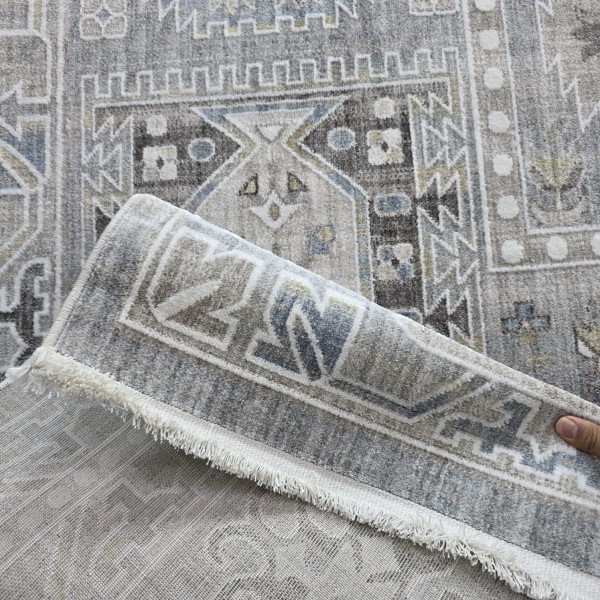 سجاد ارتلاين بوهيمي تركي A258B رصاصي كريم مقاس 150*220