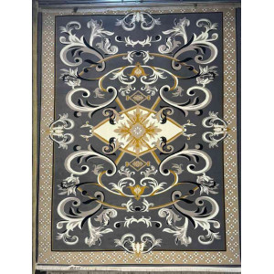 سجاد إيراني درجة أولى سجاد فاخر مصنوع بدقة عالية من أفضل أنواع الصوف والحرير الون رصاصي غامق مقاس 400*500