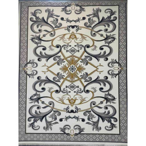 سجاد إيراني درجة أولى سجاد فاخر مصنوع بدقة عالية من أفضل أنواع الصوف والحرير الون  كريم رصاصي مقاس 300*400