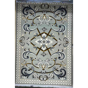 سجاد إيراني درجة أولى سجاد فاخر مصنوع بدقة عالية من أفضل أنواع الصوف والحرير الون رصاصي فاتح مقاس 400*600