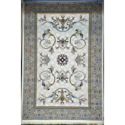 سجاد إيراني درجة أولى سجاد فاخر مصنوع بدقة عالية من أفضل أنواع الصوف والحريرنقشه ملكي الون كريم رصاصي مقاس 400*600