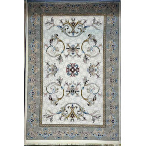 سجاد إيراني درجة أولى سجاد فاخر مصنوع بدقة عالية من أفضل أنواع الصوف والحريرنقشه ملكي الون كريم رصاصي مقاس 400*600