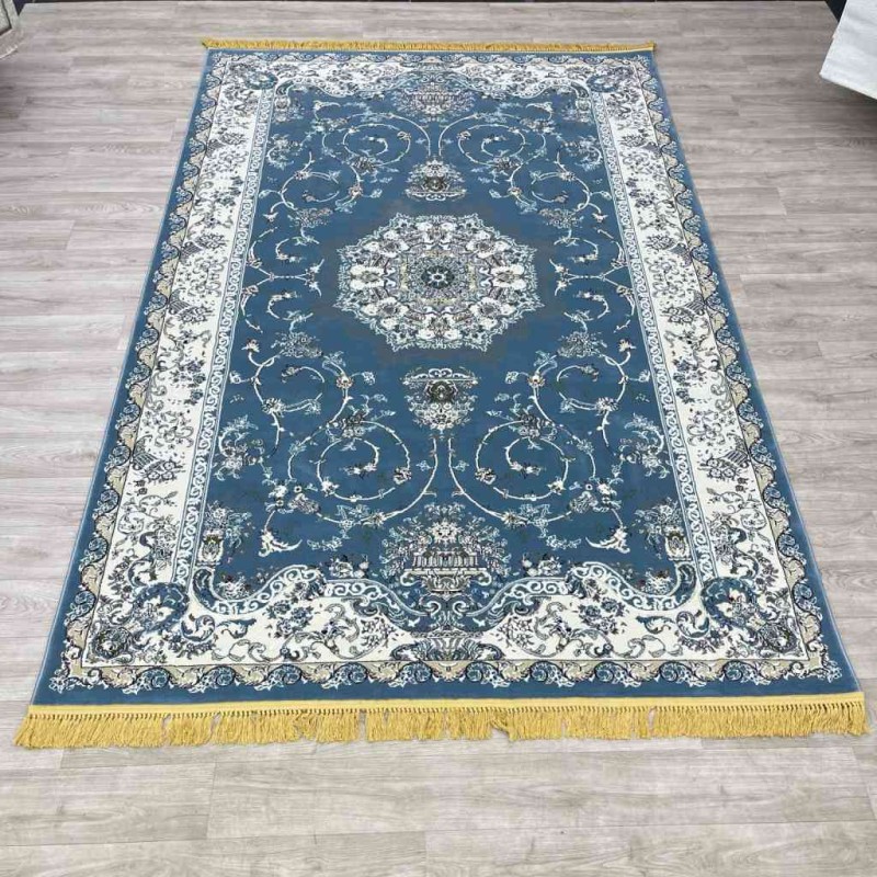 سجاد تركي تبريز كلاسيك سميك ناعم 2767B سماوي عنابي مقاس 300*500