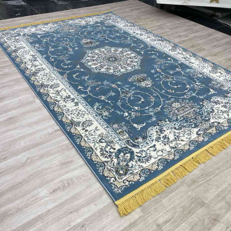سجاد تركي تبريز كلاسيك سميك ناعم 2767B سماوي عنابي مقاس 300*500