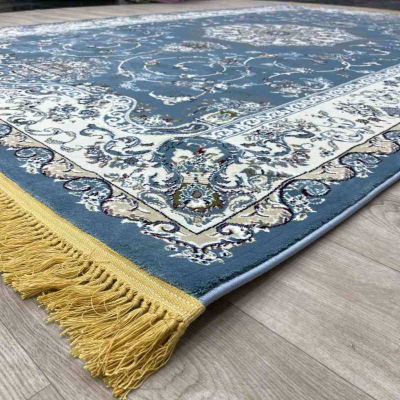 سجاد تركي تبريز كلاسيك سميك ناعم 2767B سماوي عنابي مقاس 300*500