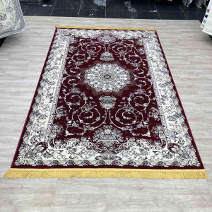 سجاد تركي تبريز كلاسيك سميك ناعم 2767B احمر عنابي مقاس 100*300