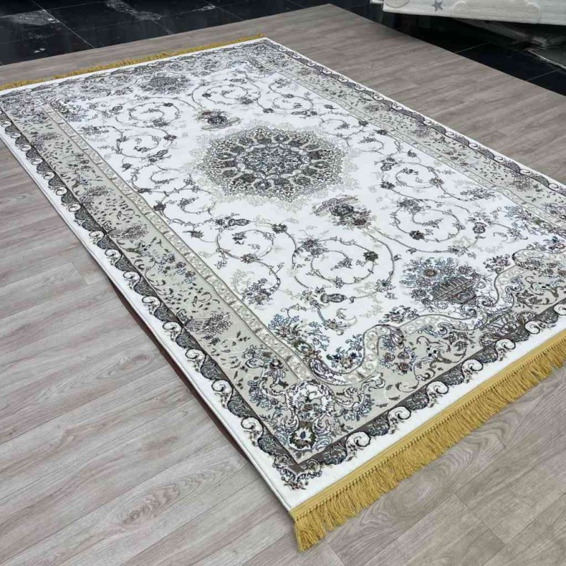 سجاد تركي تبريز كلاسيك سميك ناعم 2767B ابيض مقاس 300*400