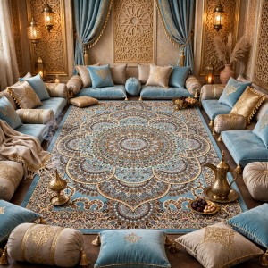 AL WAHA Turkish Rug H5307C Sky Blue Size 250*350