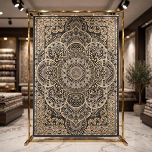 AL WAHA Turkish Rug H5307C Sky Dark gray Size 50*80