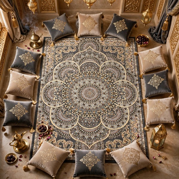 AL WAHA Turkish Rug H5307C Sky Dark gray Size 200*300