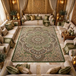 AL WAHA Turkish Rug H5307C Sky green Size 100*300