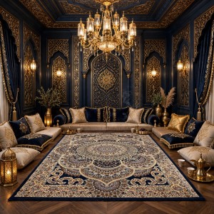 AL WAHA Turkish Rug H5307C Sky navy Size 400*500