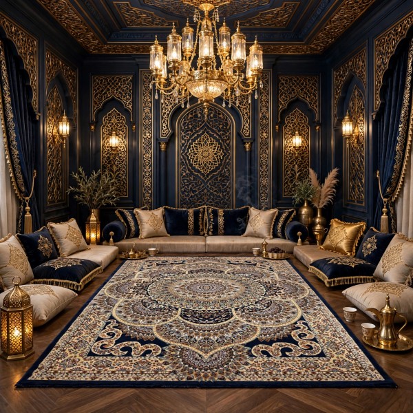 سجاد الواحة تركي H5307C كحلي مقاس 400*600
