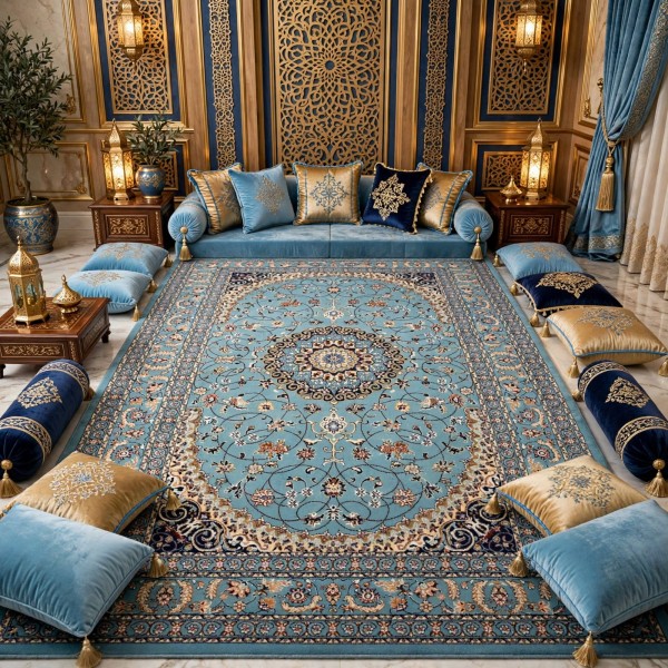 AL WAHA Turkish Rug H3650B Sky Blue Size 80*150