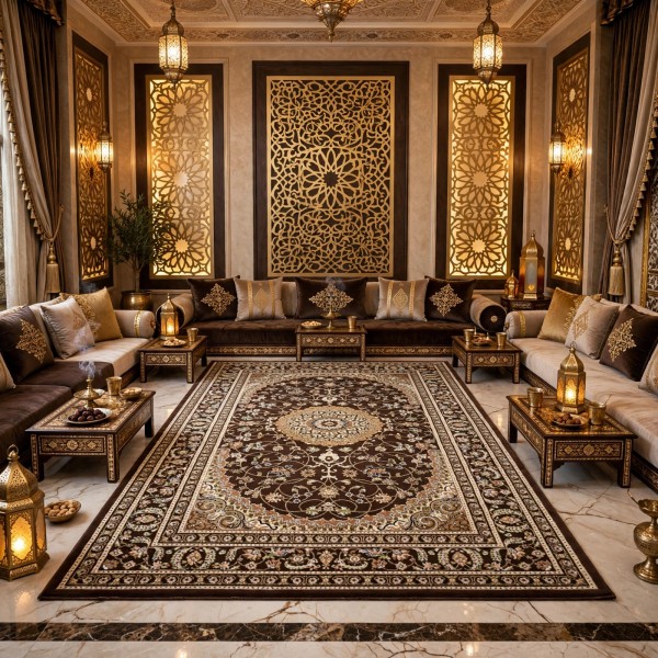 AL WAHA Turkish Rug H3650B Sky Dark brown Size 300*500