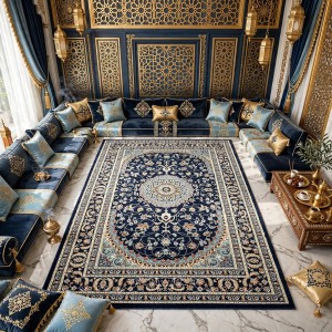 AL WAHA Turkish Rug H3650B Sky navy Size 100*300