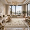 سجاد لائك نقش فرنسي تركي 9771B اخضر بيج مقاس 80*150