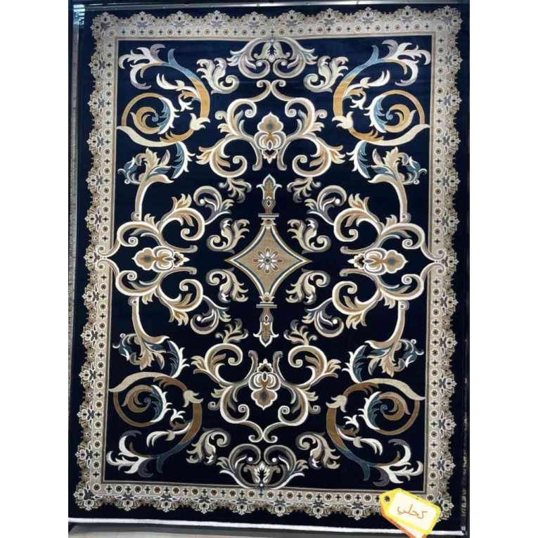 Turkish rug Sama style French pattern sky navy color size 400*700