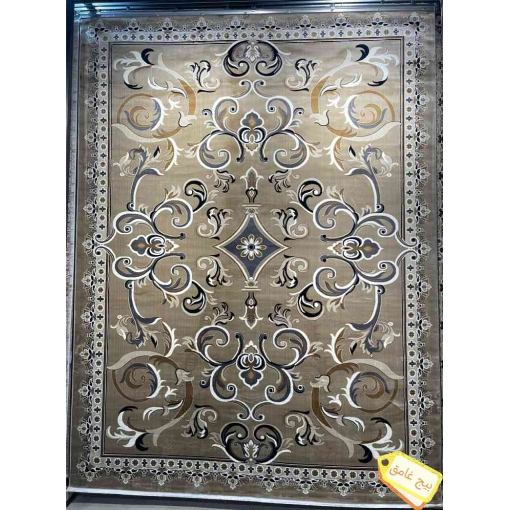 سجاد تركي سما نقش فرنسي لون بيج غامق مقاس 100*500