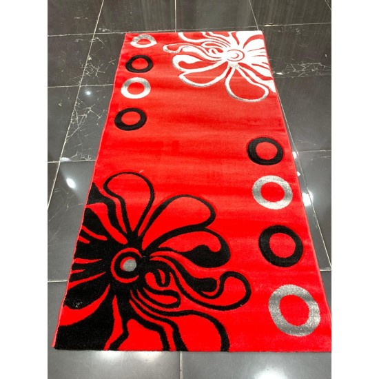 Red Turkish carpet Malibu red, gray and black 100 * 200