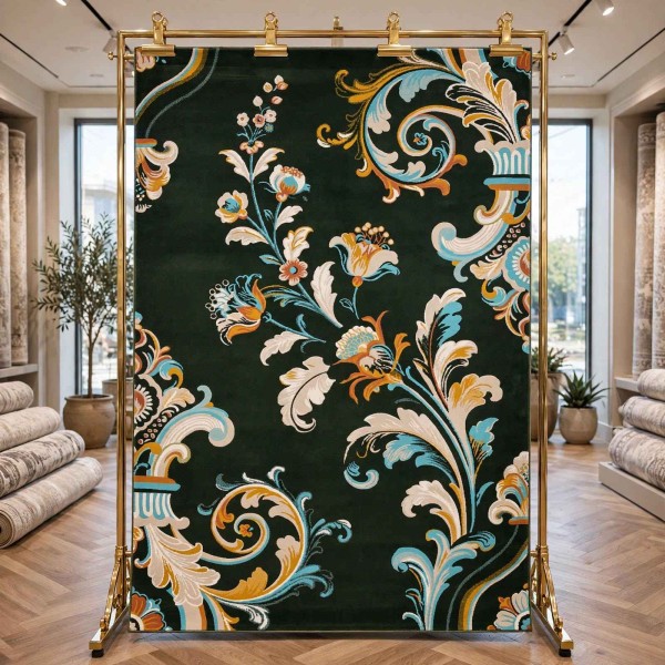 سجاد اطلس تركي نقش كوري A169A اخضر - مقاس 250*350 سم