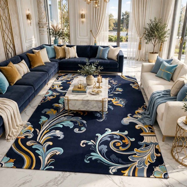 Atlas Turkish Rug Korean Design A169A navy - 250x350 cm Majlis Carpet
