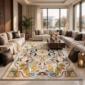 سجاد ممر اطلس تركي نقش كوري A170A بيج - مقاس 100*300 سم مشاية ممرات